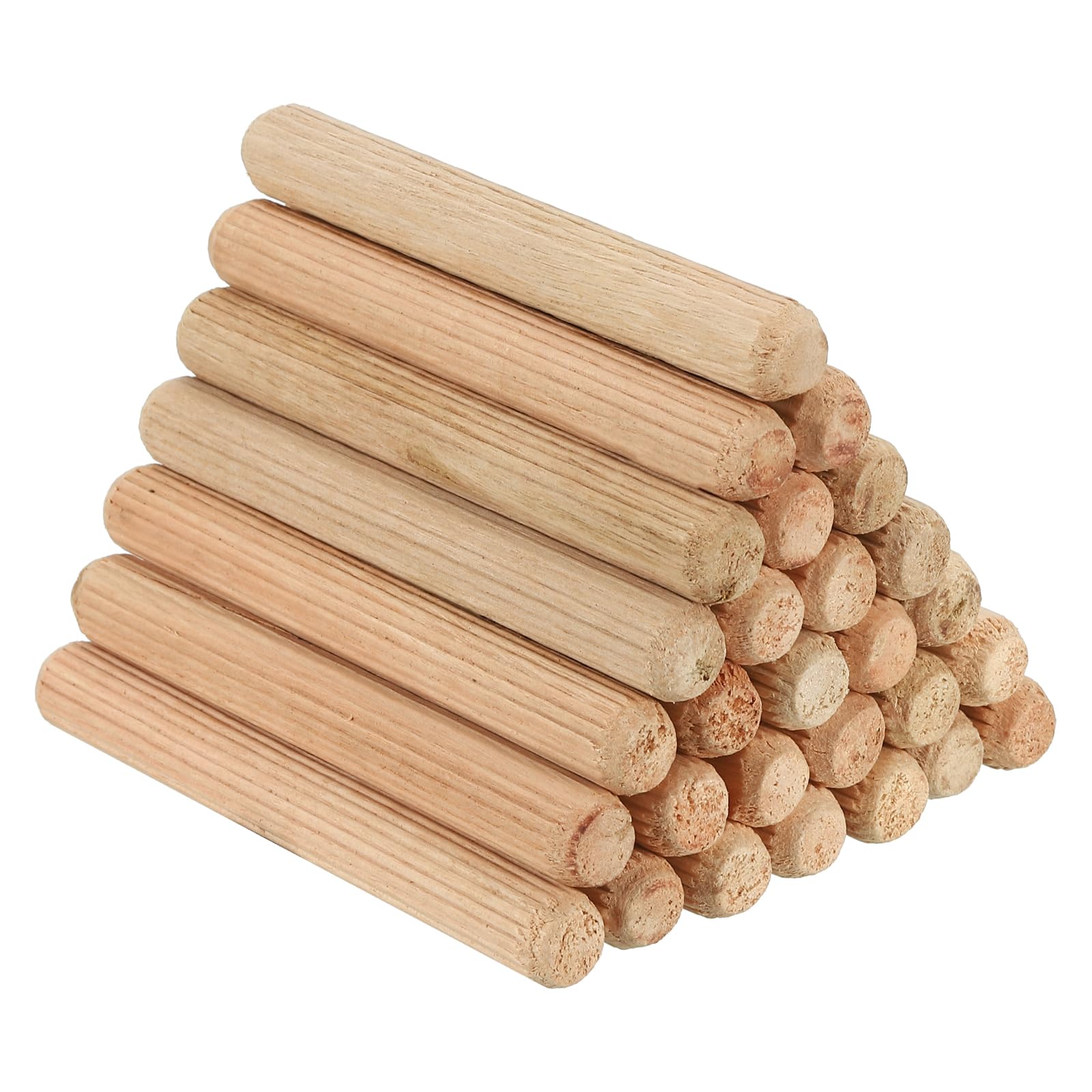 PATIKIL 3/8" x 3-5/32"(10 x 80mm) Wood Dowel Pins, 30 Pack Fluted Wooden Dowel Pin Straight Groove Rods for Furniture Door Art Crafts Projects