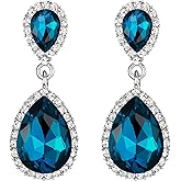 EVER FAITH Women's Austrian Crystal Wedding Tear Drop Dangle Earrings