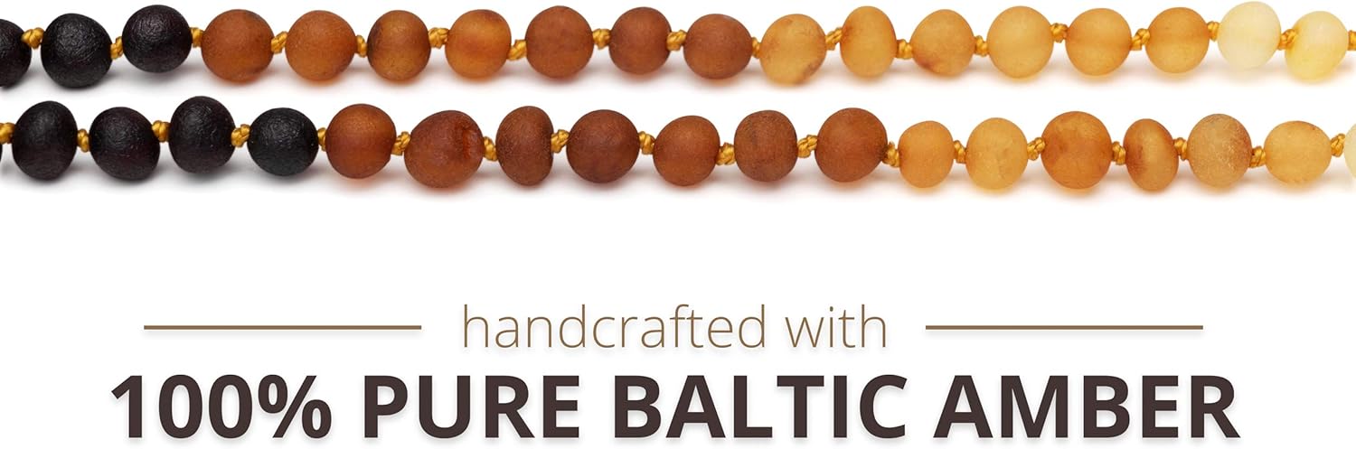 Meraki Amber Necklace - Raw Unpolished Baroque Amber Necklace | Certified Genuine Amber Necklace | Rainbow Color (11.5 Inches): Health & Personal Care