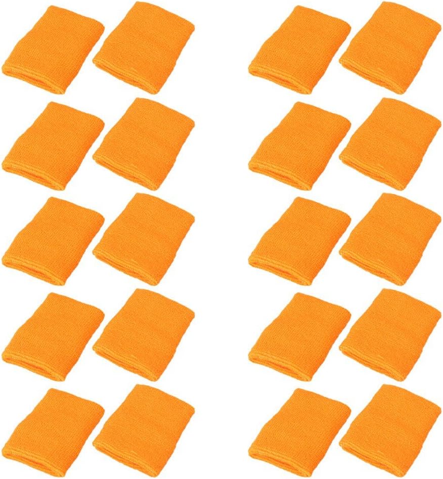 Mallofusa 10 Pack Colorful Sports Basketball Football Absorbent Wristband Party Outdoor Activity (Orange): Clothing