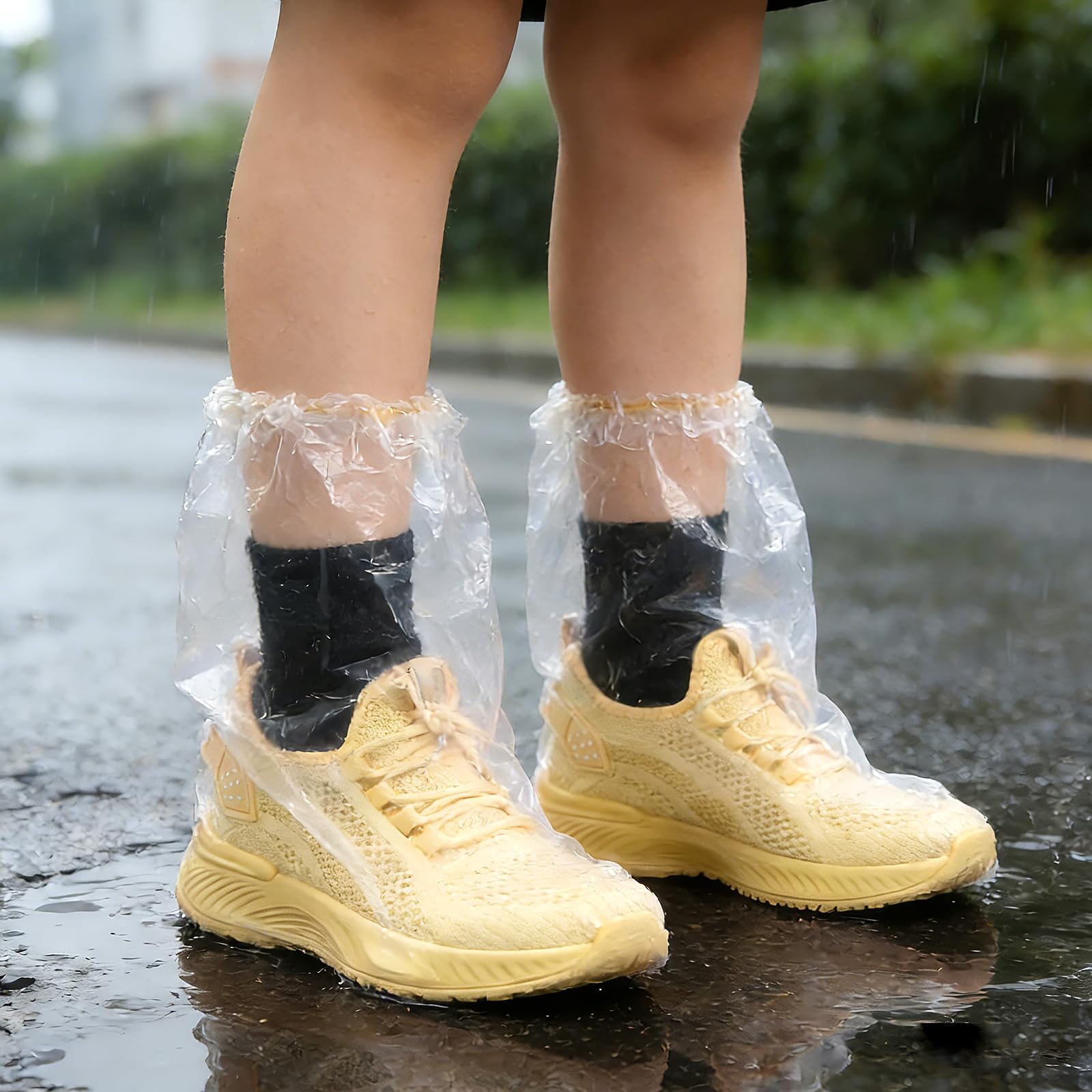 Photo 1 of 20 Pcs Kids Waterproof Shoe Covers for Rain, Non-Slip Disposable Rain Shoe Covers, Plastic Shoe Ponchos, Thickened PE Material Boot Covers for Men and Women (Clear)