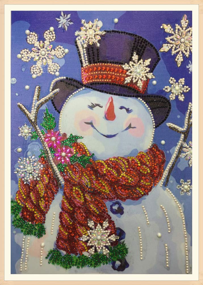 ABEUTY Diamond Painting Special Shaped Drills Kits, Snowman with a Hat Christmas 5D DIY Diamond Art 30x40cm Mosaic Kit (Snowman)
