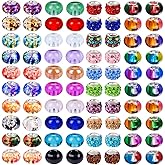 100 PCS Assorted European Beads with Copper Core Big Hole Glass Spacer No Copper Core Lampwork Colorful Beads Rhinestone Craft Beads for DIY Charm Bracelet Jewelry Making (Transparent Bicolor)