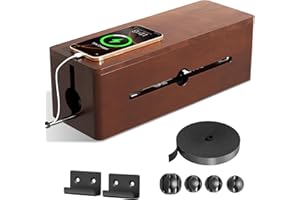 Cinati Large Cable Management Box, 15.8" Wooden Cable Organizer for Floor Wires Storage, Wall Mount Cord Hider Box for Electrical Cord Management, Power Strip Wire Organization for Desktop Home Office