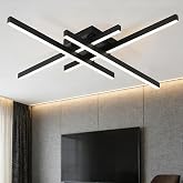 PRTSER Semi Flush Mount Modern Light Fixture,35.4" Modern LED Ceiling Lights Fixture,for Hallway,Entrance,Cafe,Living Room,Bedroom,Corridor,Porch,Passage Light Fixtures (Black (4-Lights))