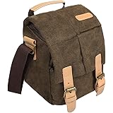 S-ZONE Water Resistant Camera Bag Canvas Leather Trim Camera Messenger Bag