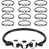 Xyembu 12Pcs Soccer Charm Bracelets Soccer Party Favors Beads Braided Sports Bracelets Team Gifts Sports themed Ball Charm Adjustable Football Inspirational Wristbands for Fans Men Women Adults Team