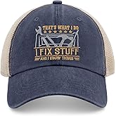 Embroidered That's What I Do I Fix Stuff & I Know Things Vintage Cotton Washed Soft Mesh Baseball Hat