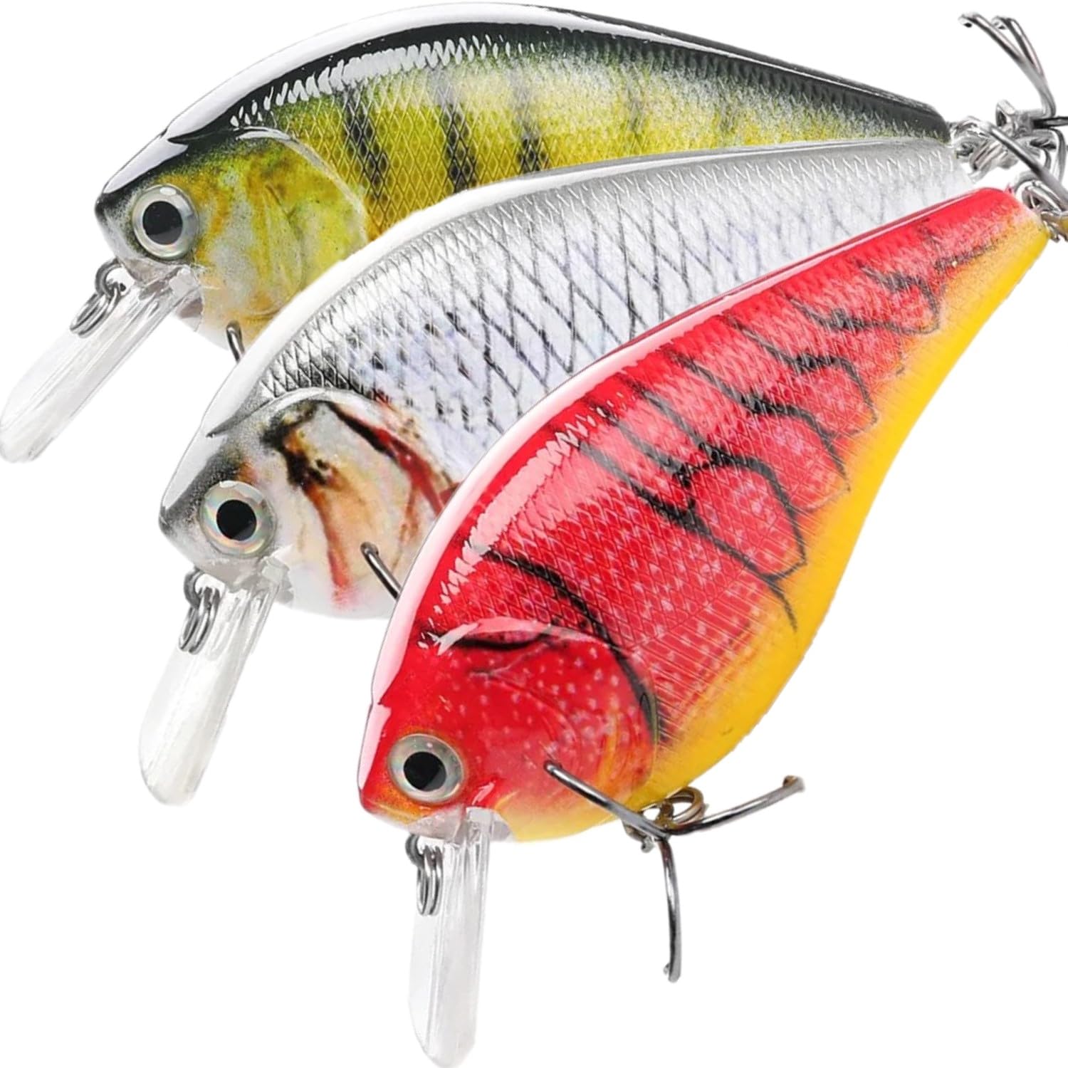 TSURI Jerkbait Lure (Goldfish, 7cm 15g, 3 Pack) - Floating, 10-60cm Depth, Realistic, Vibrating, Reinforced Triple Hooks