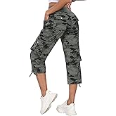 MoFiz Women's Cargo Capris Hiking Pants Lightweight Quick Dry Outdoor Athletic Travel Casual Loose Comfy Cute Pockets