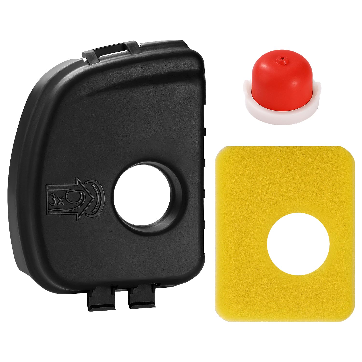 VooGenzek Air Cleaner Cover 595660 and 594281 Primer Bulb for Lawn Mower and 799579 Air Cleaner Foam Filter Replacement, Compatible with Briggs & Stratton 590581 08P502 08P602 09P602 09P702