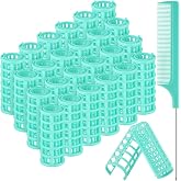 Syhood 24 Pieces 0.98 x 2.67 Inch Green Hair Roller for Women Small Size Curlers Set Snap Roller Clips with Rat Tail Comb for Long Medium Short Hair Bangs, Salon Hairdressing Styling Tool