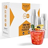 Turbo Bee 1200 Pack 9 OZ Clear Plastic Cups Bulk, 9 Ounce Disposable Water Cold Drinking Cups Tumblers For Party, Thanksgiving, Halloween, Christmas, and Events