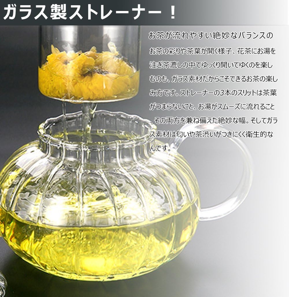 Amazon Nature Park 耐熱ガラス ティーポット 茶こし付き ハーブティー フルーツティー 花茶 紅茶 ポット 業務用 飲食店 お店用 ティーパーティに大活躍 600ml ティーポット オンライン通販