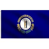 DMSE Kentucky State Flag 2X3 Ft Foot 100% Polyester 100D Flag UV Resistant