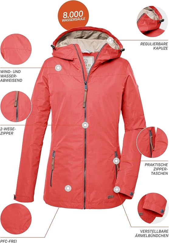 Donna Giacca funzionale con cappuccio/giacca da esterno GS 18 WMN JCKT, dark coral, 38, 41450-000