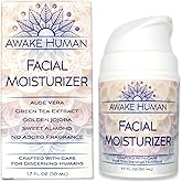 Natural Face Moisturizer for Dry Sensitive Skin - Organic Natural Face Cream - Facial Aloe & Green Tea Moisturizer Cruelty Free - Vegan Face Moisturizer for Women, Acne-Safe, Anti-Aging, No Fragrance