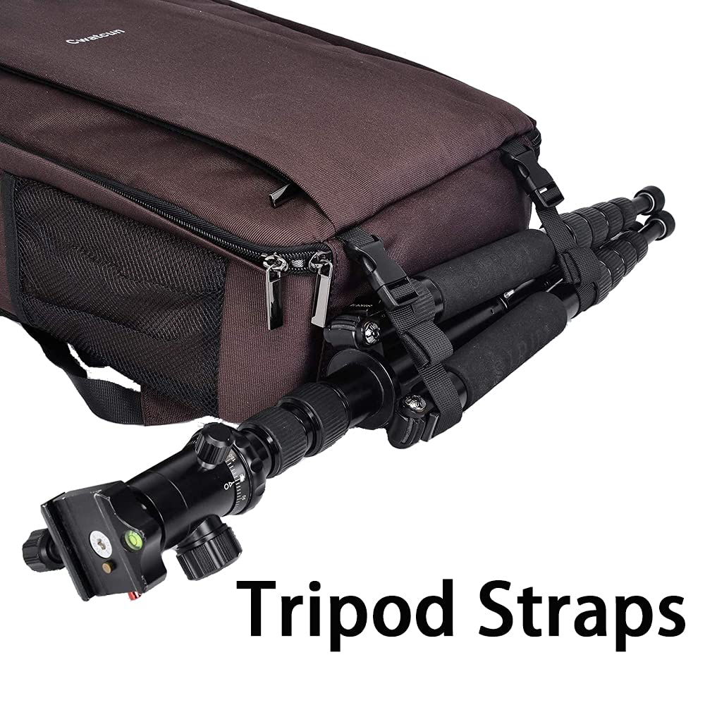 Cwatcun Camera Backpack with Rain Cover, Tripod Holder, USB Port, 15.6