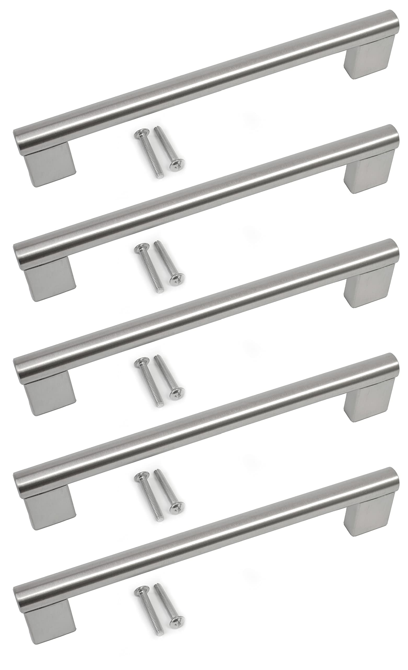 BSM Marketing Kitchen Cupboard Cabinet Keyhole Boss Bar Door Handle Knob Brushed Stainless Steel Finish (5, 96mm)