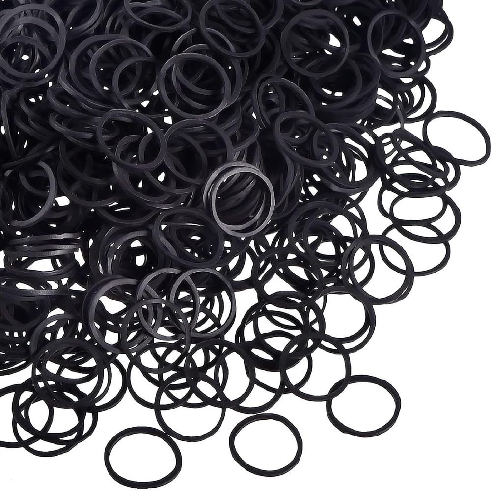 Hicarer Pack of 1000 Mini Rubber Hair Bands Black 1.5 cm Elastic Little Bands