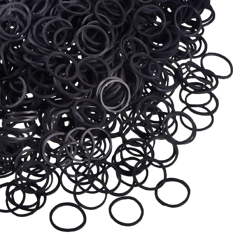 Hicarer Pack of 1000 Mini Rubber Hair Bands Black 1.5 cm Elastic Little Bands