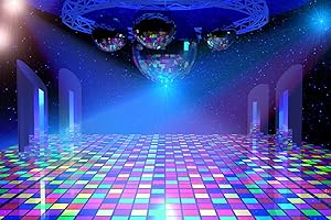 BELECO Disco Party Backdrop 10x8ft Fabric Vintage 70s 80s 90s Disco Ball Stage Backdrop Night Club Neon Music Birthday Backdrop Disco Theme Party Decorations Let's Glow Crazy Backdrop Studio Props