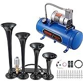 VEVOR 4 Trumpet Air Horn Kit, 150dB Train Horns for Pickup Trucks, 12V 120 psi Air Compressor 1.6 Gal/6 L Tank with Gauge for Any 12V Vehicle Car Truck Train Van Boat
