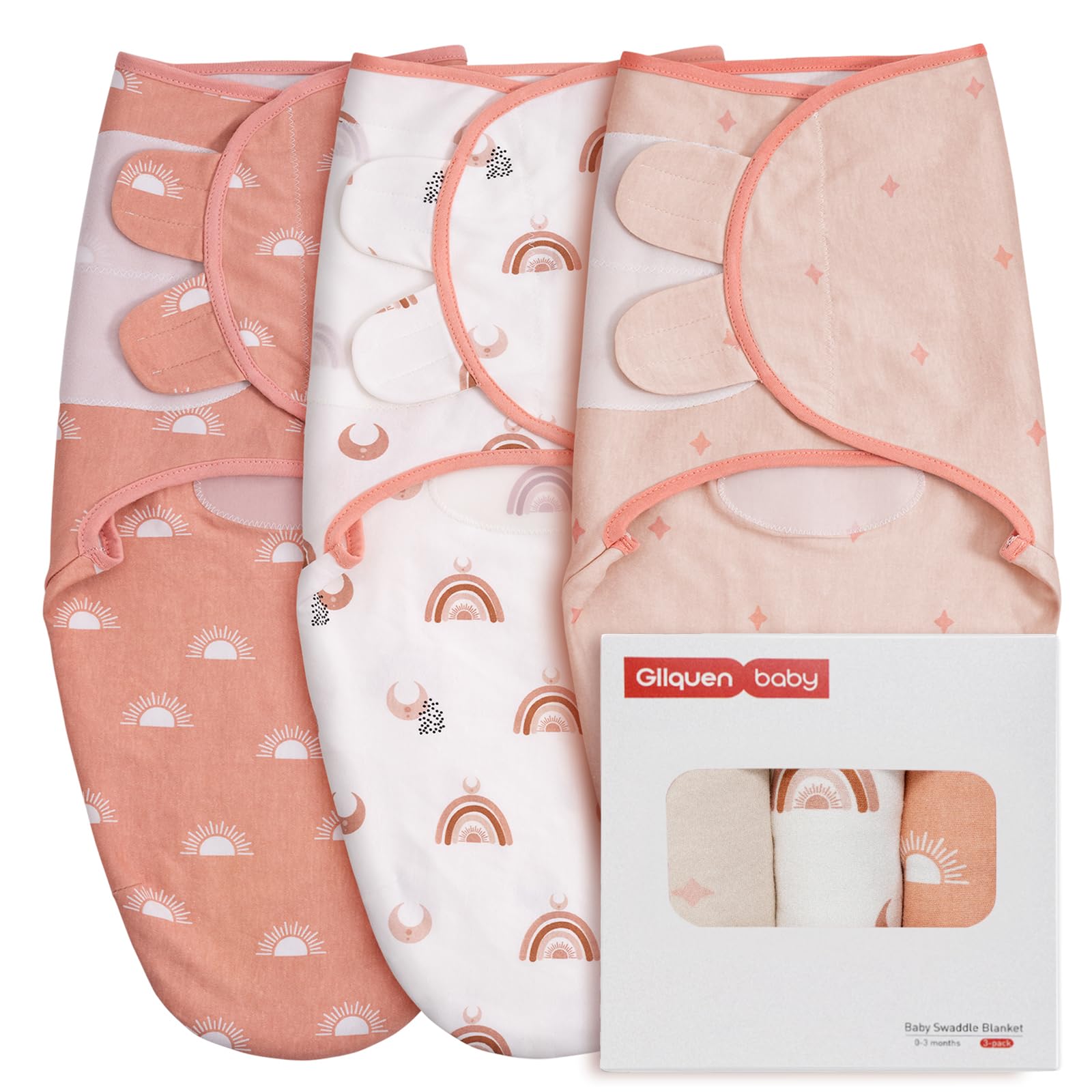 Photo 1 of GLLQUEN BABY 3-Pack Organic Baby Swaddle Sleep Sacks for Newborn - Baby Swaddles 0-3 Months, Newborn Swaddling Sack, Rainbow & Sun, Infant Swaddle Blanket Wrap (Small/Medium)