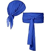 Bencailor 2 Pieces Women Pirate Costume Rave Accessories Pirate Hat Head Scarf Bandana Sash Belt for Women Men Cosplay Party