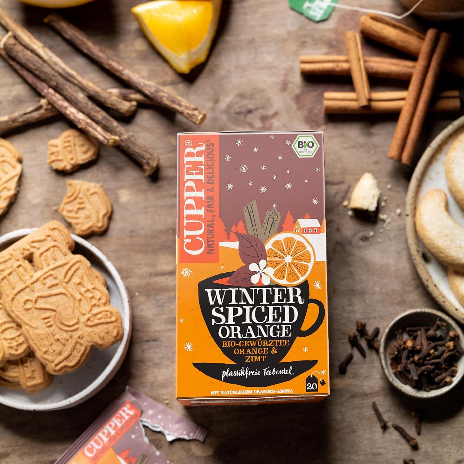 Cupper Bio Tee Set "Wintertees", Tee Geschenkset, Früchtetee, Kräutertee, drei verschiedene Sorten, 60 ungebleichte, plastikfreie Teebeutel, 3er Pack 5