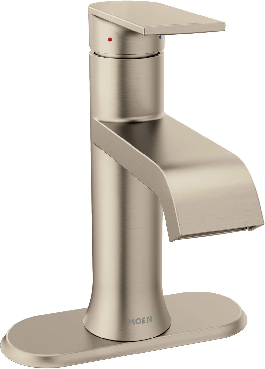 Moen 6702 Genta One-Handle Single Hole Modern Bathroom Sink Faucet with Optional Deckplate, Chrome - - 