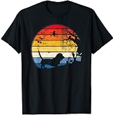 Basset Hound Mix In Moon Vintage Retro. Gift For Halloween T-Shirt