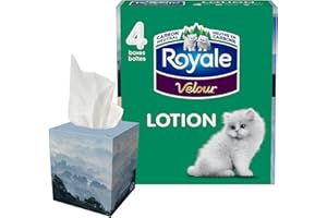 Royale Velour Lotion 3 Ply Facial Tissue, 4 Cube Box 54 Tissues per Boxes