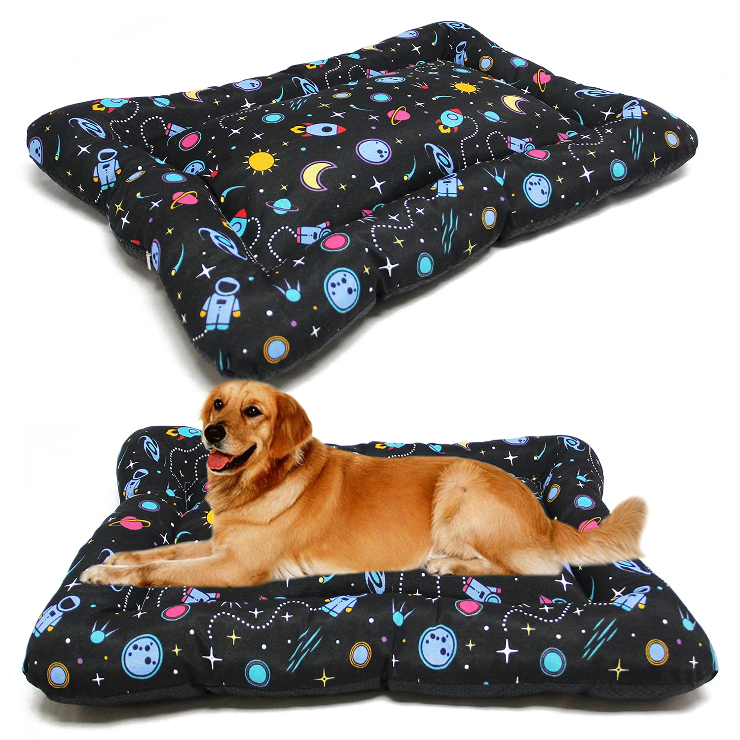 BPS BPS-14095UN Dog Cat Bed Pet Non Slip Mat S/M/L Portable Mattress Sofa Cushion Soft (M: 87 x 67 cm, Universe)