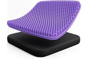 CushZone Gel Seat Cushion for Long Sitting, Extra Large & Double Thick Seat Cushion with Non-Slip Cover Design, Cooling Office Chair Cushion for Back,Hip, Sciatica, Coccyx Pain Relief, Large, Black