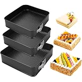 JNXHON Kitchen Tool Cake Baking Supplies Non-stick Removable Bottom Springform Cake Pan Tin Baking Mold Square Shaped Leak proof and high temperature resistantCake Pans Set of 3 (Square)