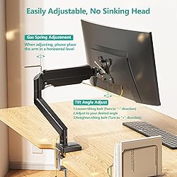 WALI Single Monitor Mount, Gas Spring Monitor Arm