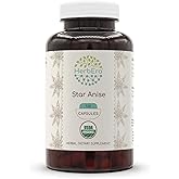 HerbEra Star Anise USDA Organic 120 Capsules | Natural Herbal Supplement | Certified Organic Vegetarian Capsules and Organic Star Anise (Illicium verum) Dried Seed (120 Capsules)