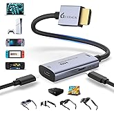 Guermok AR Glasses HDMI to USB-C Display Adapter, 4K@60Hz Play and Charge XR Converter with DC 5V, for XREAL One/Air 2 Pro/Ra