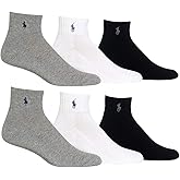 Polo Ralph Lauren 6-Pack P67 Logo Quarter Socks (Multi Color, 10-13)