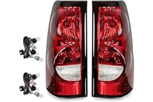 Rongxu auto Silverado Tail Lights Compatible With 2003-2006 Chevy Silverado 1500/1500HD 2500/2500HD 3500 Driver and Passenger Side OE Style Rear Brake Lamps, Bulb and Harness Included
