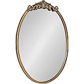 Kate and Laurel Arendahl Ornate Glam Oval Wall Mirror, 18 x 24, Antique Gold, Beautiful Bohemian Mirror for Wall