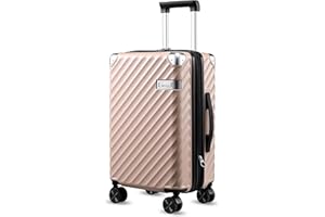 LUGGEX Luggage with 8 Spinner Wheels - Polycarbonate Expandable Hardside Suitcase, Carry-On 20-Inch, Pink