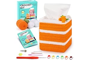 Pnytty Crochet Kit for Beginners Knitting Starter Kit Tissue Box Cover Holder with Step-by-Step Video Tutorials Easy Crochet Yarn Crochet Kit for Desk, Kitchen Countertop, Dressers Room, Home & Office