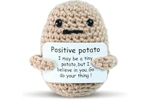 DHOEM Funny Gifts Positive Potato,3 inch Mini Emotional Support Potato Crochet Doll with Unique Positive Card Funny Birthday Gifts for Women,Friend Gifts for Women(Positive Potato)