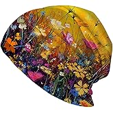 Floral Dog Womens Slouchy Beanie Cotton Chemo Caps Cancer Headwear Hats Turban Baggy Skull Sleep Scarf