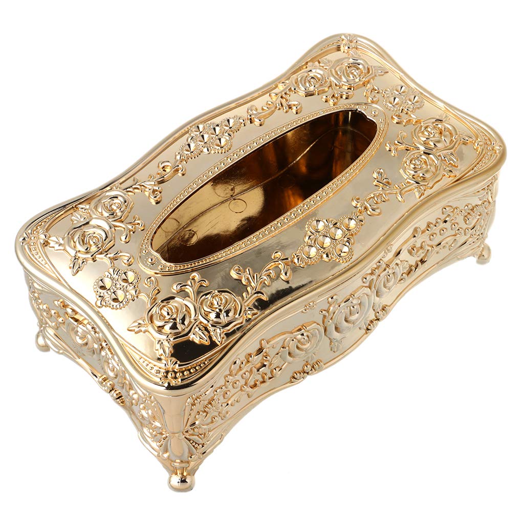 JOYKK European Style Acrylic Tissue Box KTV Handkerchief Toilet Paper Holder - Golden