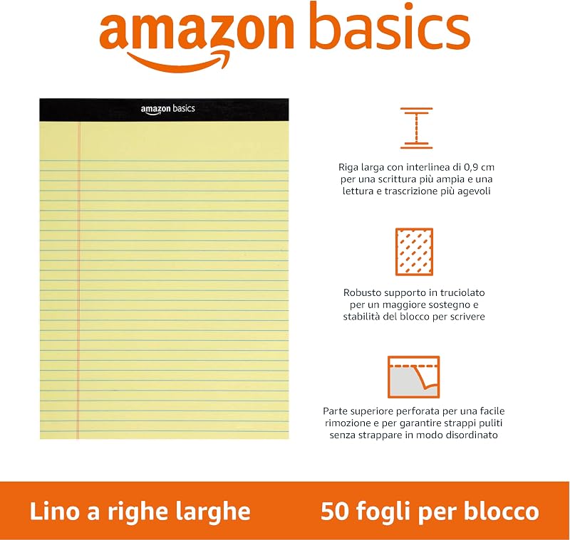 Legal/larghe a righe, 8,5 by 11,75 pollici, 50 fogli, confezione da 12, Canary, Letter