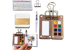 YUIPORZ Pocket Artist Watercolor Travel Set, Travel Kit Mini Watercolor Paint Palette Set, Pocketartist Travel Set Mini Portable Watercolor Travel Set，2024 Wooden Grid Paint Palette (8 Grid Set)