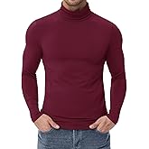 Poriff Men's Turtleneck Tops Fleece Lined Pullover Thermal Long Sleeve Casual Slim Fit Basic Sweater